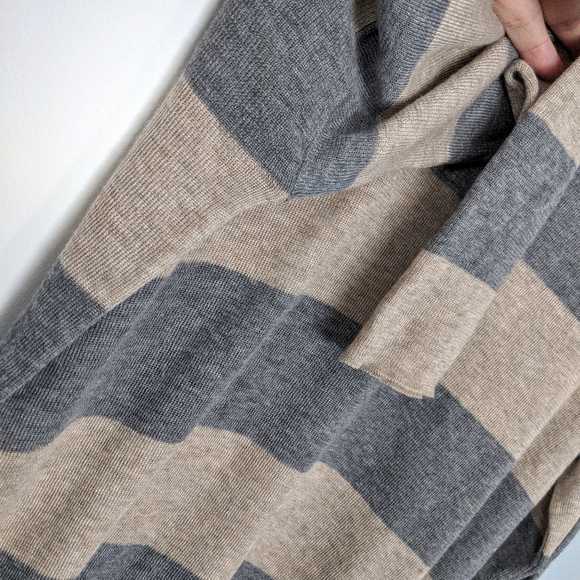 Eileen Fisher Stripe Gray & Tan Sweater - Picture 3 of 7